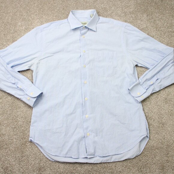 Gitman Bros Shirt Mens Large Blue Striped 100% Imported Cotton L/S Button Up - Picture 2 of 13